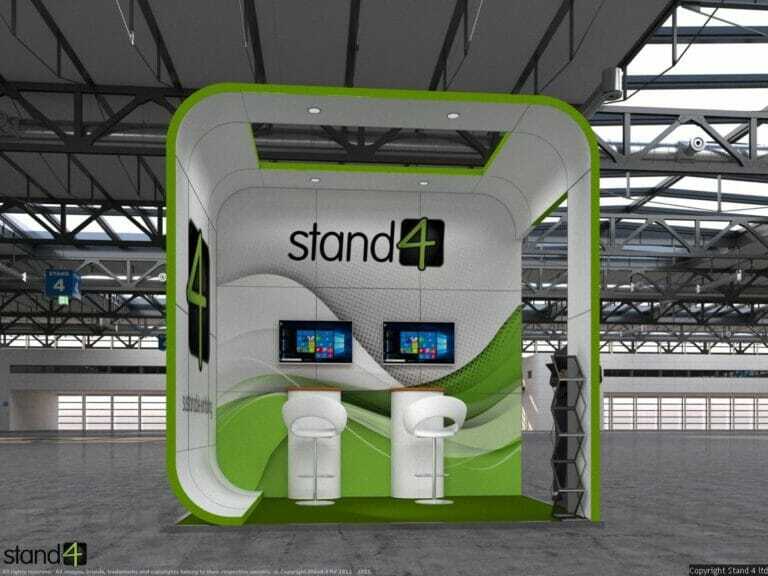 small expo stand with ceiling