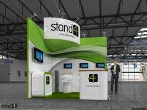 expo booth with raised header