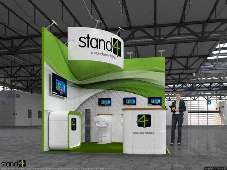expo booth with raised header