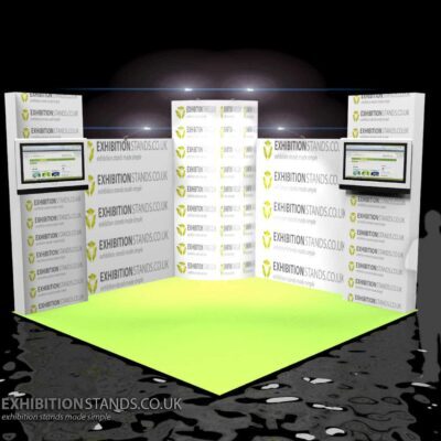 stand with graphics