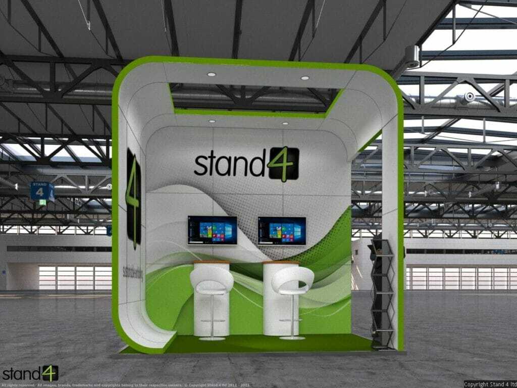 small expo stand with ceiling
